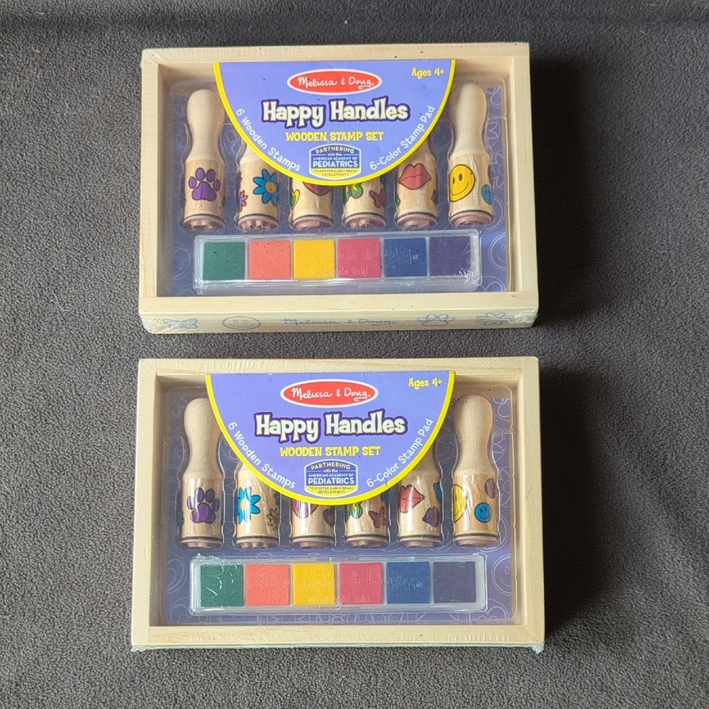 Melissa & Doug Happy Handles Wooden Stamp Set - Multicolor